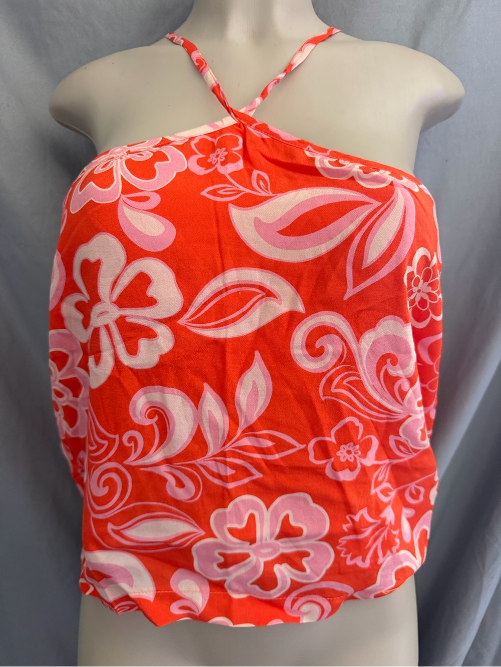 Olivaceous Coral & Pink Floral Halter Camisole